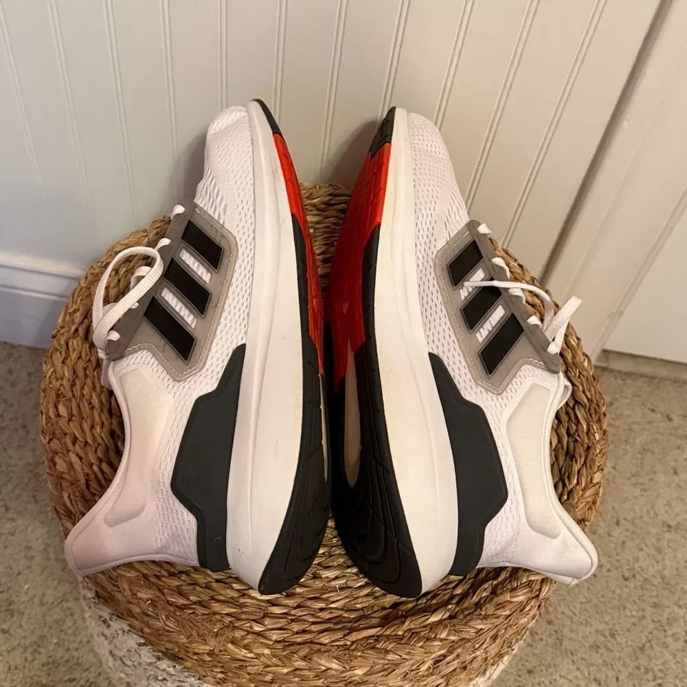 Adidas Men's White and Black Athletic Shoes with Orange Accents-Great Condition